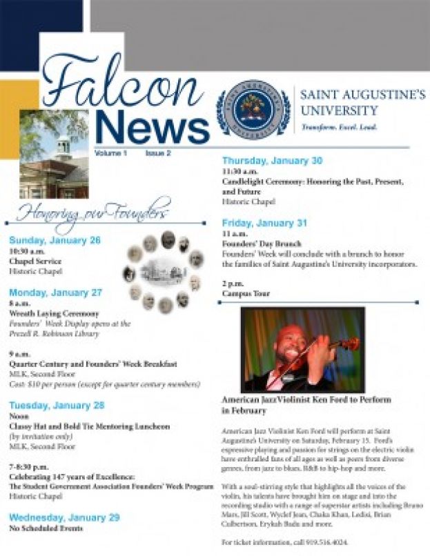 Stay in the know with the Falcon News, SAU’s monthly printed newsletter