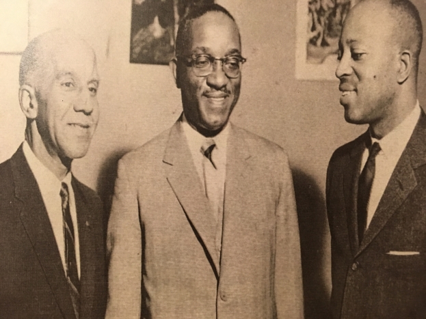 Pictured from left to right: 7th president Dr. James A. Boyer, Dr. John Hope Franklin, 8th president Dr. Prezell R. Robinson