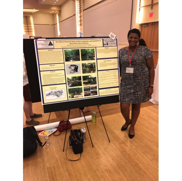 Khadijah presenting her research at the 2017 Forest Water Stress and Climate Change REU program sponsored by the National Science Foundation.